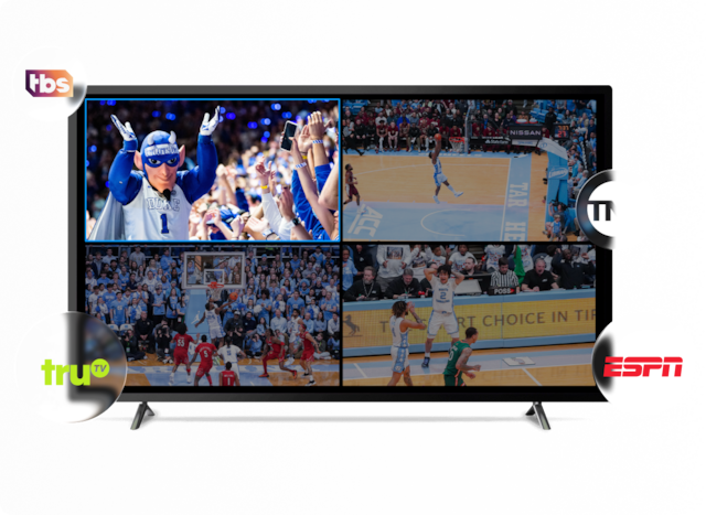 Gemini Air logo with banner reading “Includes $40/mo. in apps” above Disney+, Hulu, and ESPN icons, alongside a DIRECTV Gemini Air streaming device and remote control.